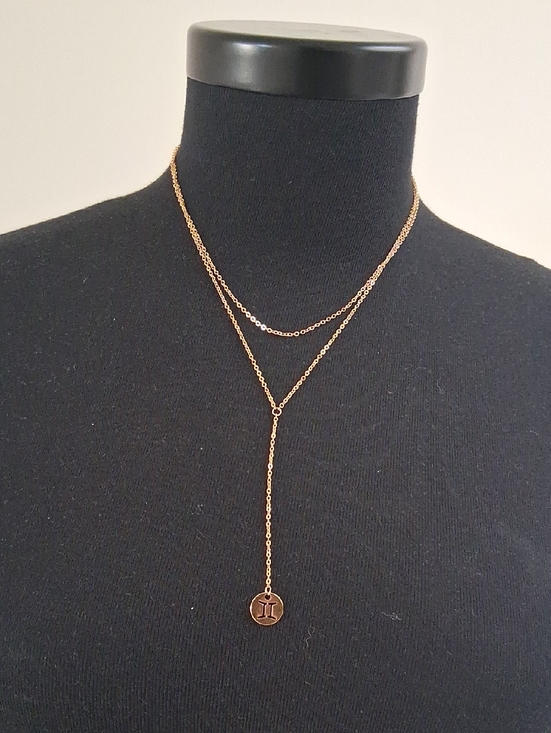 Ardene Jewelry - [BLUE AND PINK EARRINGS INCLUDED] Ardene Gold-Tone Double Layer Gemini Necklace